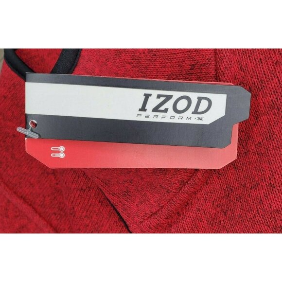 Izod Perform Temp Fx Warm 1/4 Zip Red Black Trim Sweatshirt 464598200387 - Picture 9 of 12